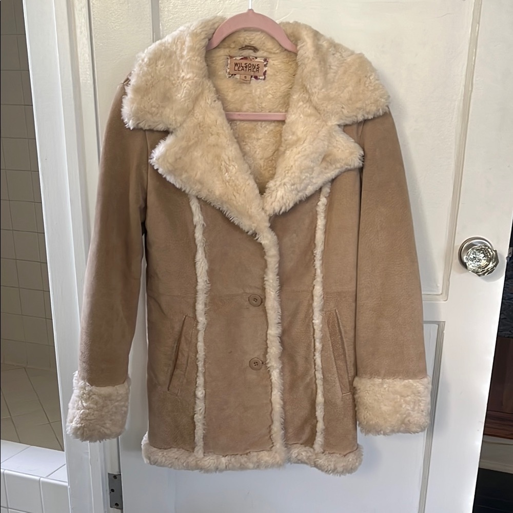 Wilson’s leather tan and Cream Teddy Jacket with Plush Faux Fur